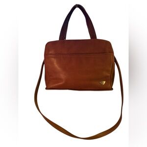Dockers Brown Leather Crossbody Shoulder Bag with Gold-Toned Hardware